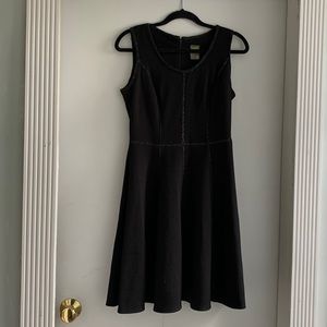 Black mid knee short cuffed dress